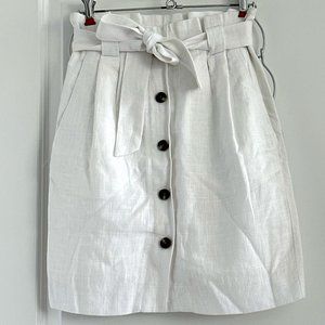 Linen Paperbag Skirt Button Detail